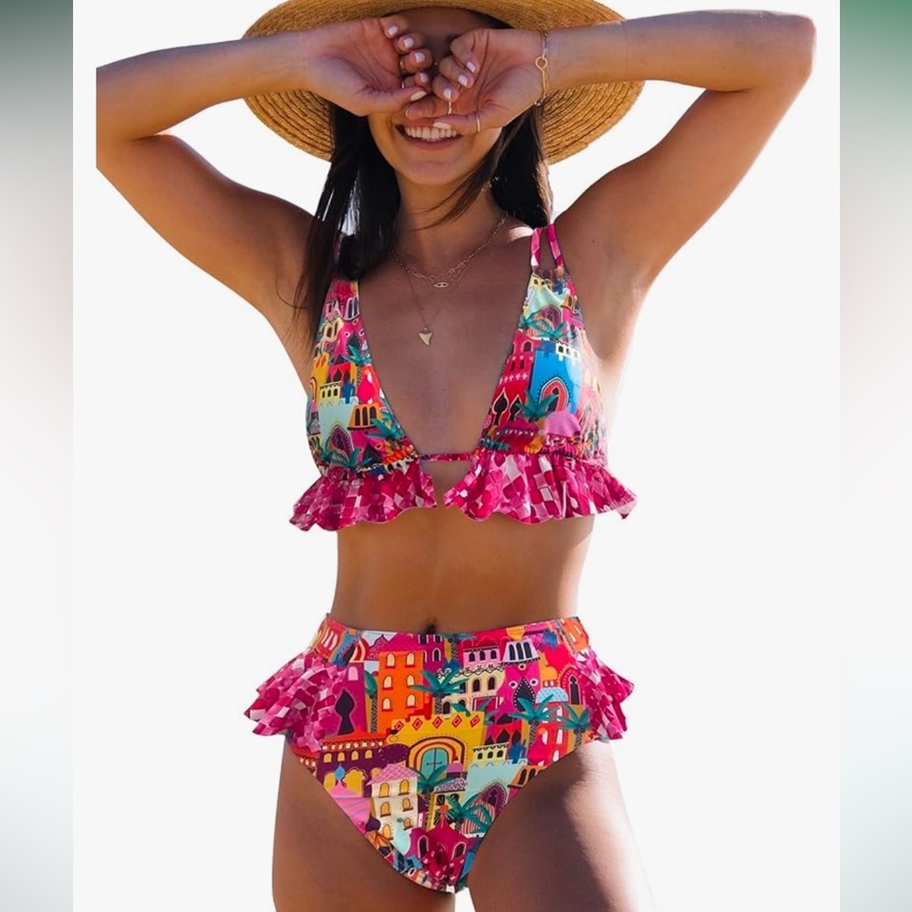 Amazon Sporlike High-Waisted Pink Bikini in Castle, NWOT